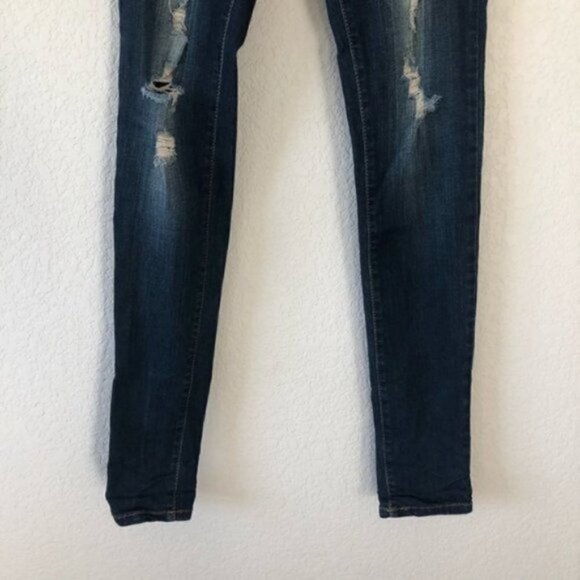 Boutique Flying Monkey Low Rise Dark Wash Distressed Skinny Jeans 25 - Picture 4 of 8